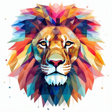 Colorful Lion Low Poly Triangular Design