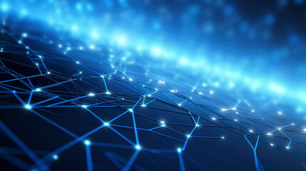 Poster - abstract blue digital technology future background for business network, banner, Artificial Intelligence Business, Analytics