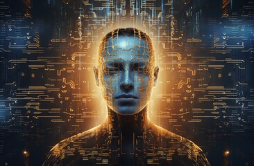 Poster - Abstract artificial intelligence. technology web background. virtual concept