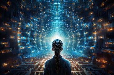 Poster - Abstract artificial intelligence. technology web background. virtual concept