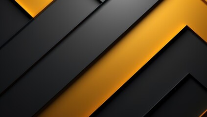 Poster - Abstract yellow orange and black contrast background. Tech futuristic corporate design. Geometric illustration for brochures, flyers, web graphic design.