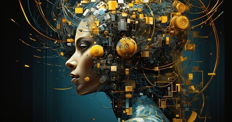 Poster - Abstract artificial intelligence. technology web background. virtual concept
