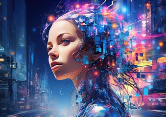 Poster - Abstract artificial intelligence. technology web background. virtual concept