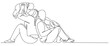 © sense - Happy family line art vector illustration