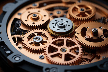 Poster - set of gears, representing mechanics, machinery, and precision. generative ai.