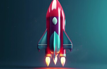 Wall Mural - A colorful rocket ship soaring through the sky. Generative ai