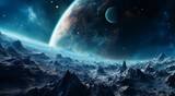Fototapeta Kosmos - space background, illustration of universe landscape, generative ai