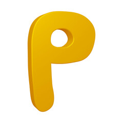 Poster - 3D alphabet letter p in golden color for education and text concept