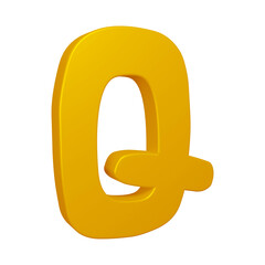 Poster - 3D alphabet letter q in golden color for education and text concept