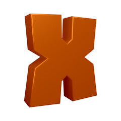 Poster - 3D alphabet letter x in brown color for education and text concept