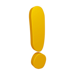 Poster - 3D exclamation mark or icon design in golden color