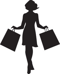 Canvas Print - shopping girl with shopping bag vector silhouette illustration black color