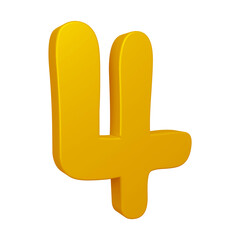 Poster - 3d number 4 design in golden color for math, business and education concept