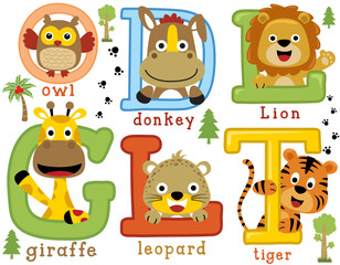 Wall Mural - Group of cute animals cartoon with alphabet