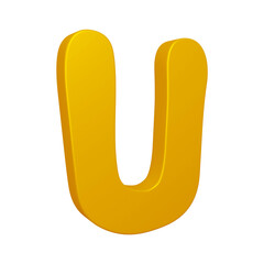 Poster - 3D alphabet letter u in golden color for education and text concept