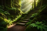 Fototapeta Las - stairway to the forest