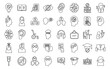 © anatolir - Learning disability icons set outline vector. Education insclusive. School test