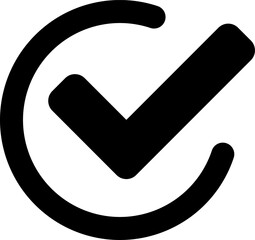Poster - round yes or right or approved accepted icon sign with checkmark tick in black circle. vector image.