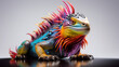3d style colorful Iguana, Generative AI
