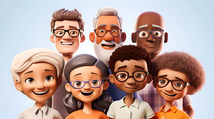 Poster - Happy multicultural group of avatars of different cultures and ages together