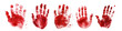Hands in the red blood. Bloody handprints  isolated on transparent background. Halloween decoration element. Horror backdrop,Collection  png