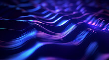 Holographic Neon Fluid Waves Dark Background, Abstract Background With Waves, Generative AI