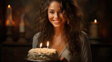 Beautiful Girl Holding A Birthday Cake