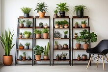 A Design For A Scandinavian Inspired Room Includes The Incorporation Of Plants In Hipster Pots Displayed On A Brown Shelf. The Room Features White Walls And Incorporates A Modern And Floral Concept