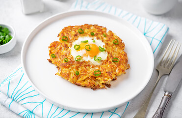 Wall Mural - Hash Brown egg nests in a plate