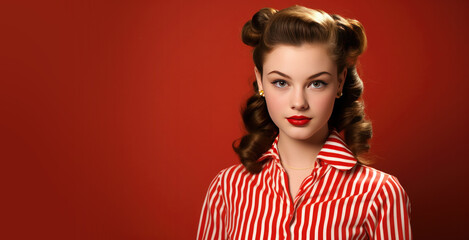 Portrait of a 1940s Teenage Girl with Space for Copy