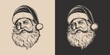 © Graphic Warrior - Vintage retro xmas merry christmas new year santa claus character. Monochrome Graphic Art. Vector. Hand drawn element engraving