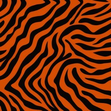 Orange Tiger Skin Seamless Pattern - Black Stripes Animal Print Pattern - Zebra Pattern