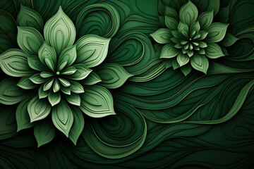 Wall Mural - Beautiful abstract green floral wallpaper design