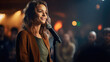 © Bnetto - Speaker Woman Performing on Stage and Speaking to Large Audience, Event Professional.