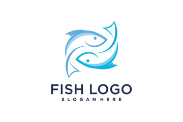 Wall Mural - Fish logo design template vector illustration with creative idea
