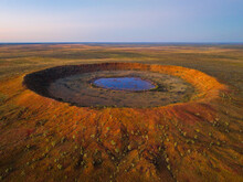 Aerial View Of Wolfe Creek Meteorite Crater In The Remote Kimberley Region Of Western Australia