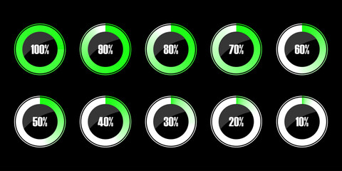 Poster - Set of circular progress bar icons. Timer icon. Good for download display. Flat element indicator. Vector illustration. Stock image.