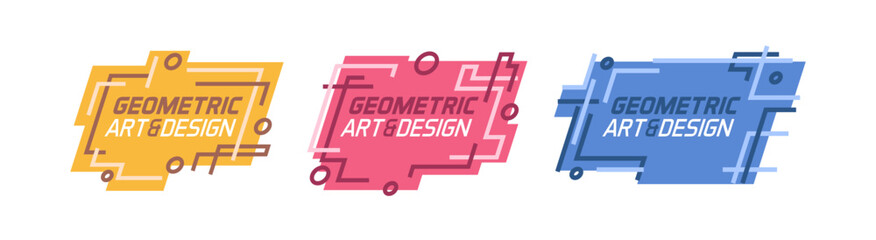Aufkleber - Modern graphic design text boxes. Set of abstract vector art frame illustrations to place your text. Linear strokes and geometric shapes