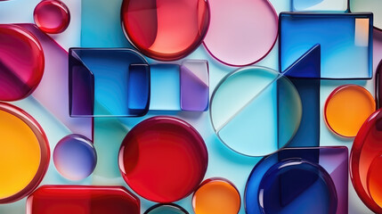 Wall Mural - Colorful Geometric Shape Glass  Abstract Background