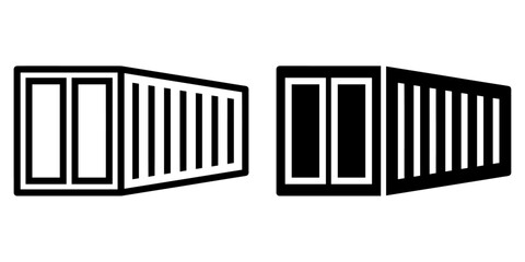 Aufkleber - ofvs432 OutlineFilledVectorSign ofvs - cargo container vector icon . logistic concept . isolated transparent . black outline and filled version . AI 10 / EPS 10 / PNG . g11772