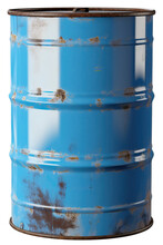 Old Blue Metal Oil Barrel Isolated.