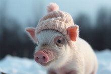 A Pig Wearing A Snow Cap