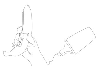 Poster - One continuous line of Banana with felt tip pen. Thin Line Illustration food vector concept. Contour Drawing Creative ideas.