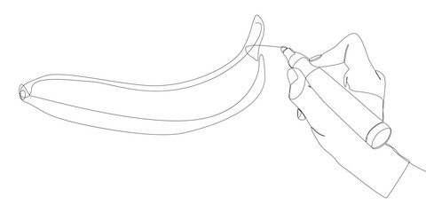 Poster - One continuous line of Banana with felt tip pen. Thin Line Illustration food vector concept. Contour Drawing Creative ideas.