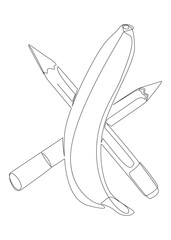 Poster - One continuous line of Banana with felt tip pen. Thin Line Illustration food vector concept. Contour Drawing Creative ideas.