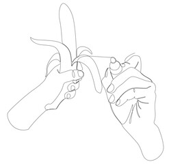 Poster - One continuous line of Banana with felt tip pen. Thin Line Illustration food vector concept. Contour Drawing Creative ideas.
