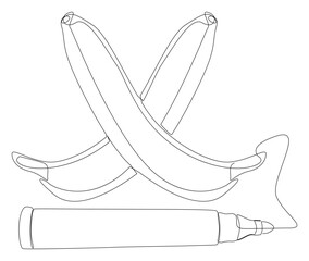 Poster - One continuous line of Banana with felt tip pen. Thin Line Illustration food vector concept. Contour Drawing Creative ideas.