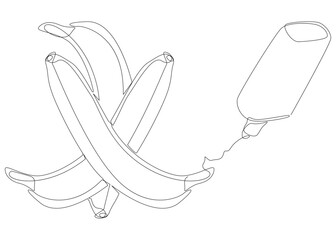 Poster - One continuous line of Banana with felt tip pen. Thin Line Illustration food vector concept. Contour Drawing Creative ideas.