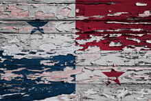 Flag Of Panama Painted On A Wooden Board