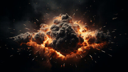 realistic explosion on dark background